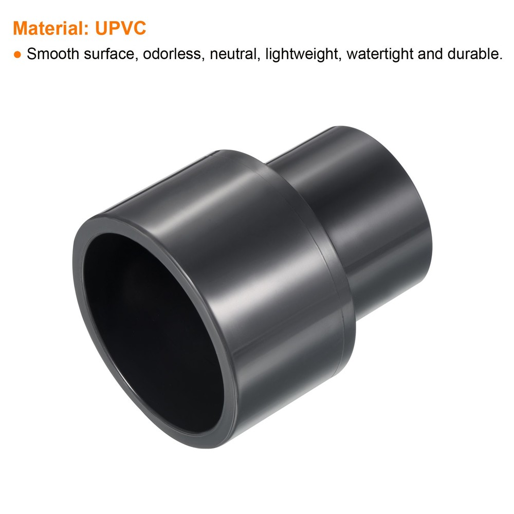 2"x1-1/4" SCH80 UPVC Reducer Pipe Fitting Straight Coupling Connector, Grey