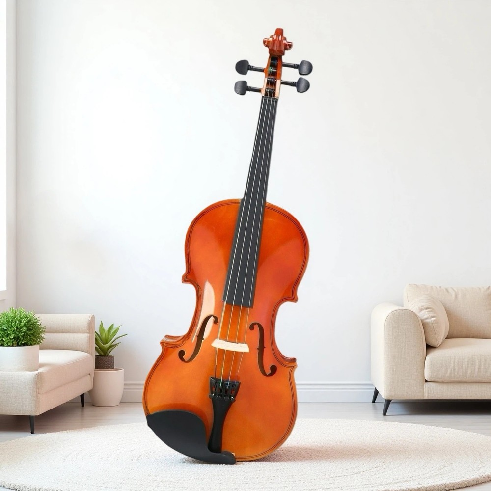 4/4 Full Size Acoustic Beginner Violin Set - Shoulder Rest, Strings, Natural