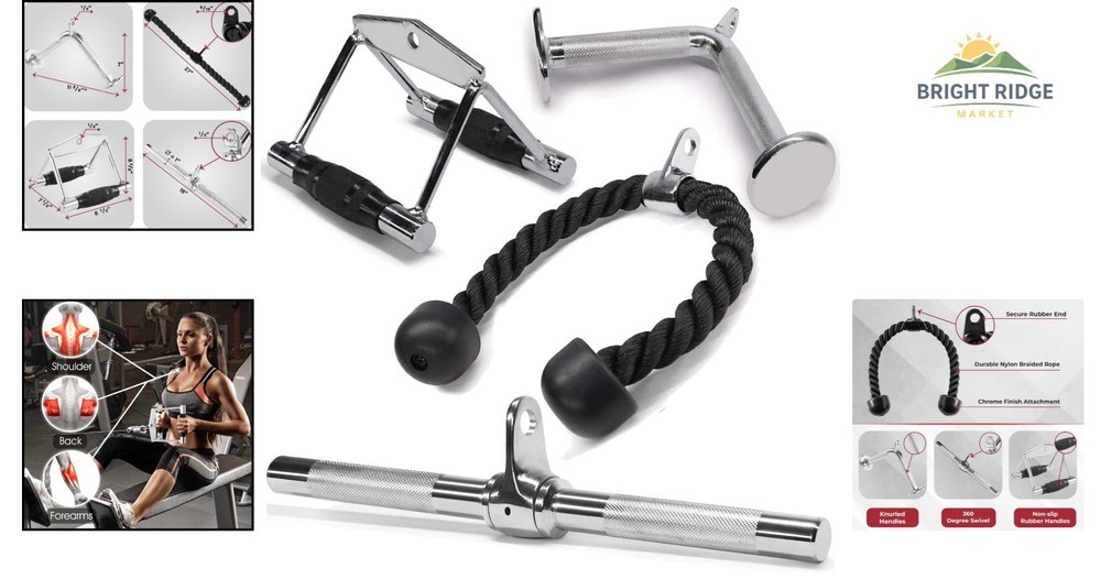 Ergonomic Lat Pulldown Accessories Set with Non-Slip Handles for Gym Use