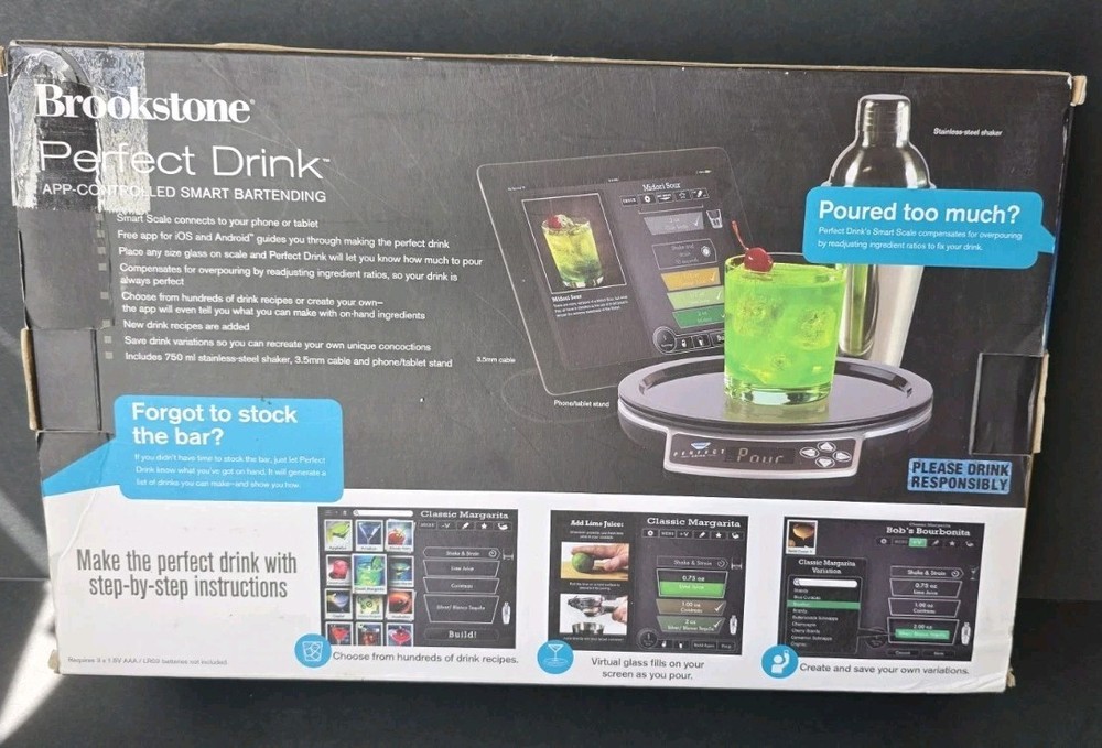 Brookstone Perfect Drink App-Controlled Smart Bartending System Drink Recipee