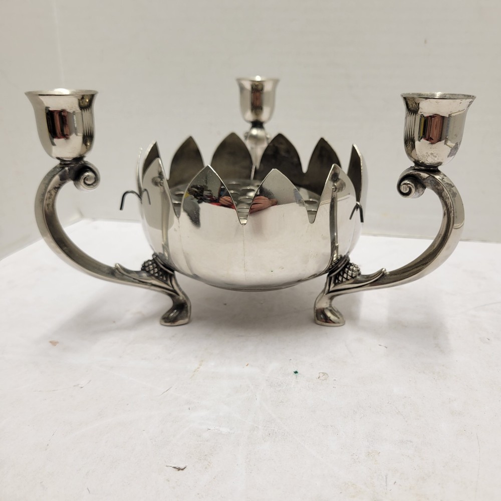 Leonard Silver Plated Centerpiece Footed Candle Candelabra Stand Flower Holder
