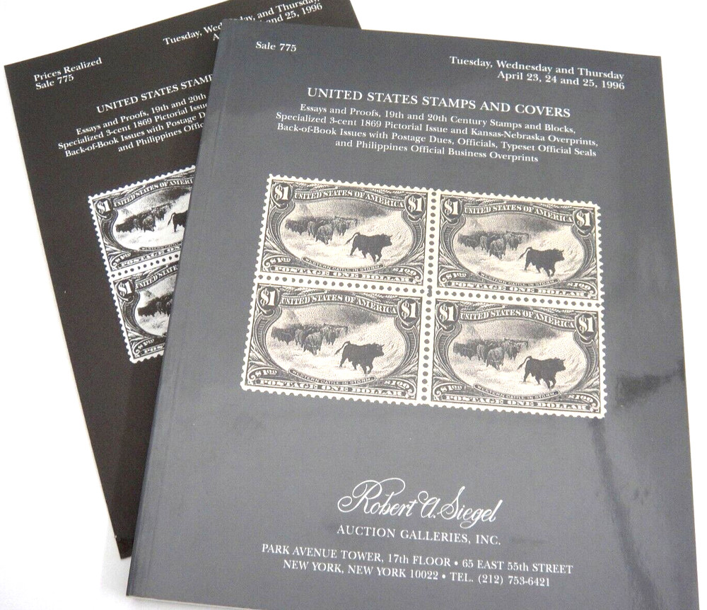 Siegel Auction Catalog w Prices Realized 1996 Essays Proofs Blocks Postage Due