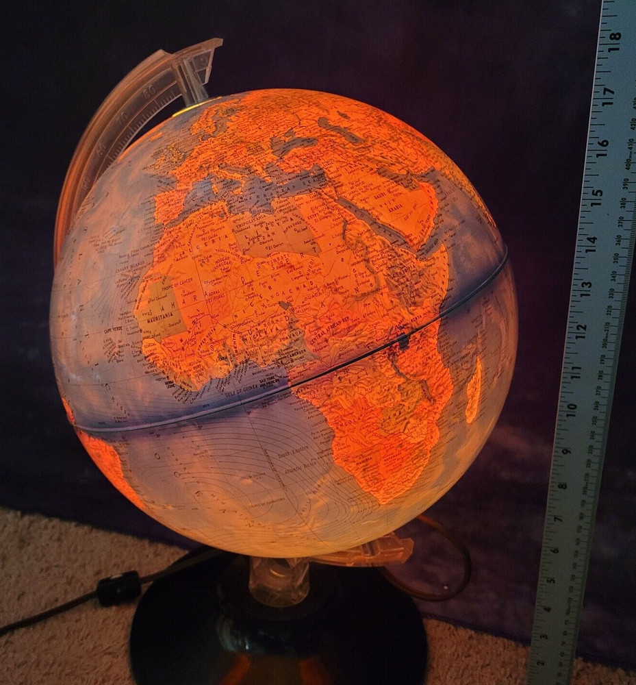 Vintage 80's Earth Globe Scan Lighted lliuminated World