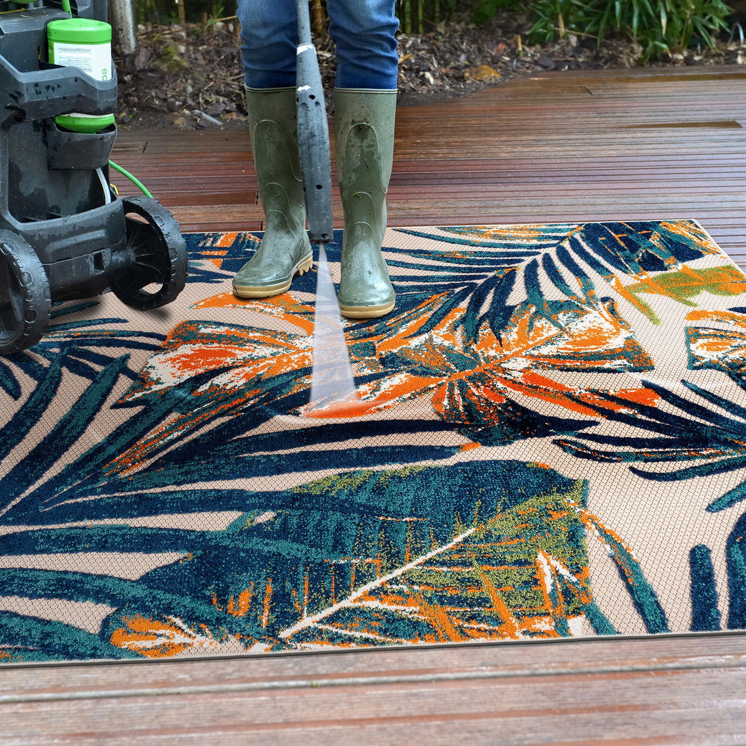 Rugshop Out Door Rugs Floral Leaves Indoor Outdoor Rugs Washable Patio Rugs 8x10