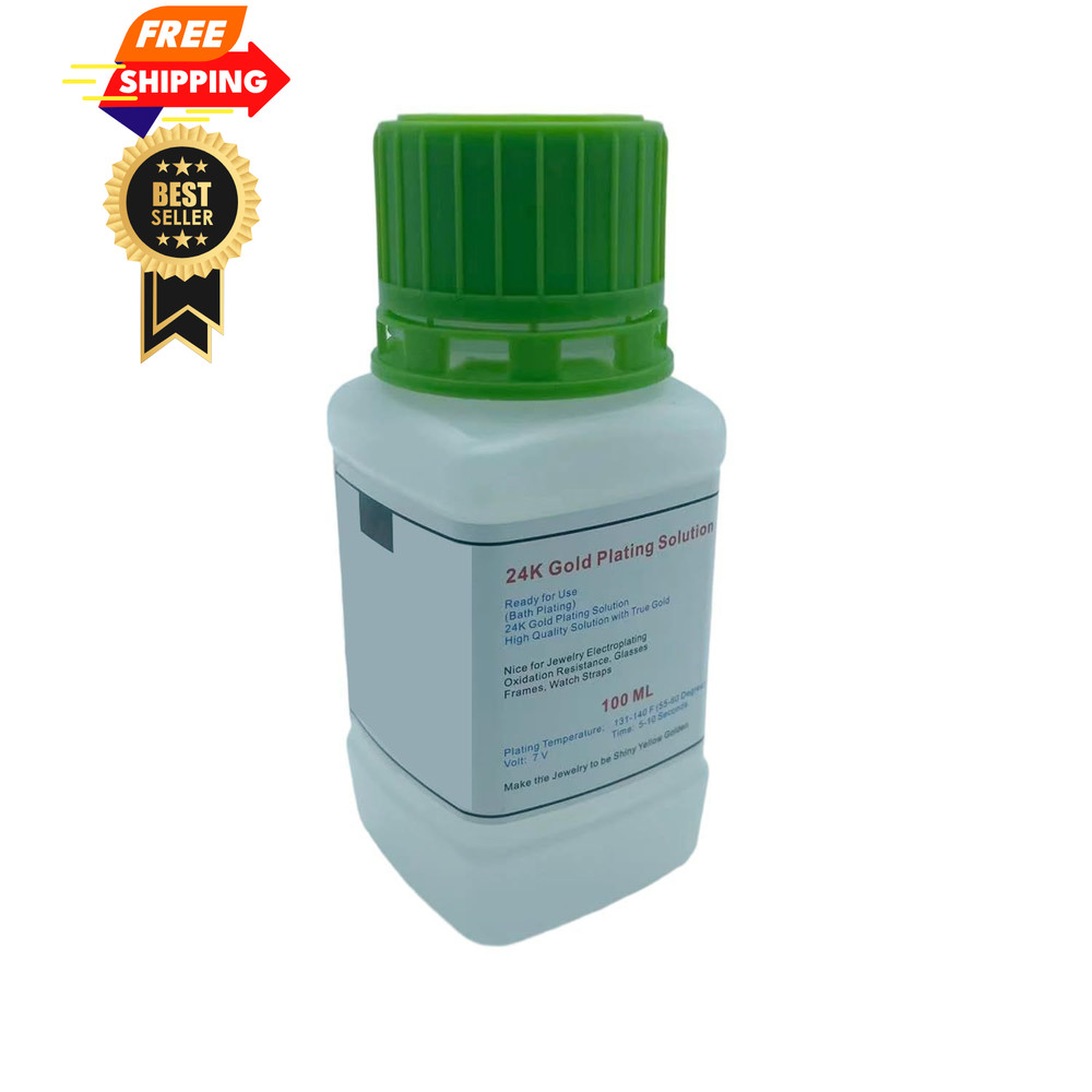 High Concentration 100ml 24K Bath Gold Plating Solution Purity Contain...