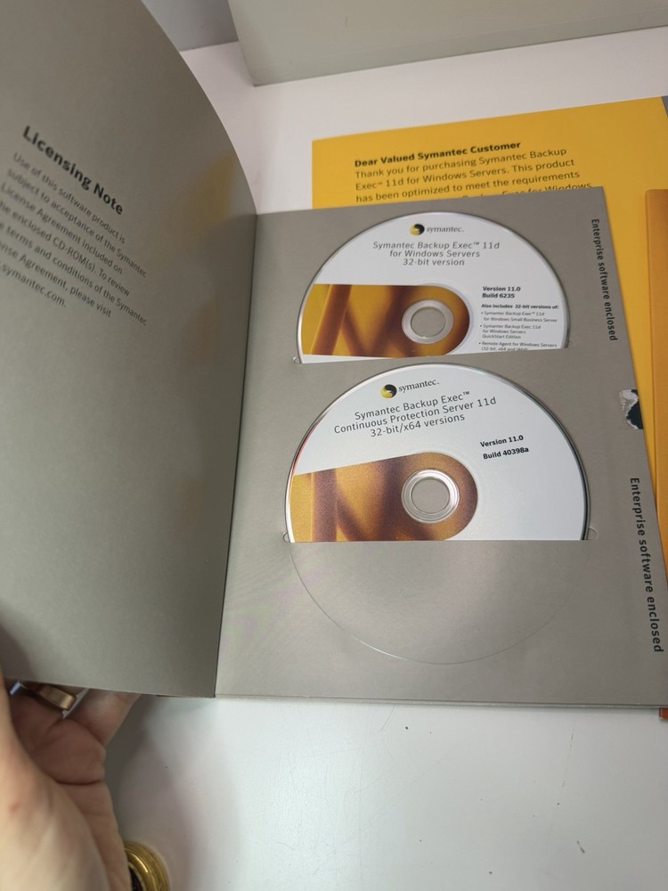 Symantec Backup Exec 11d Windows Servers Media Kit – Open Box Complete Set