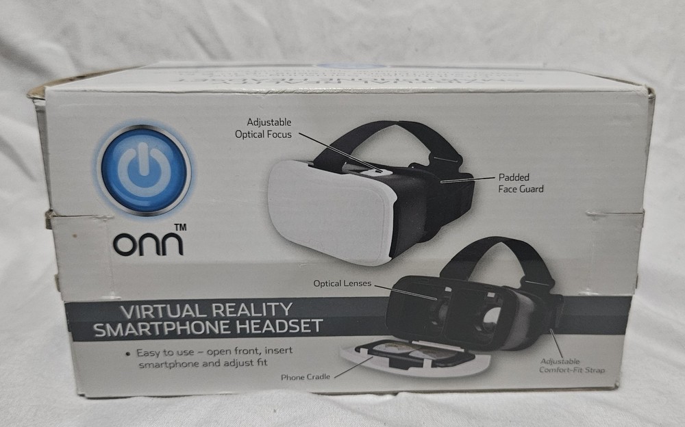 ONN White Virtual Reality VR Smartphone Headset for Apple or Android