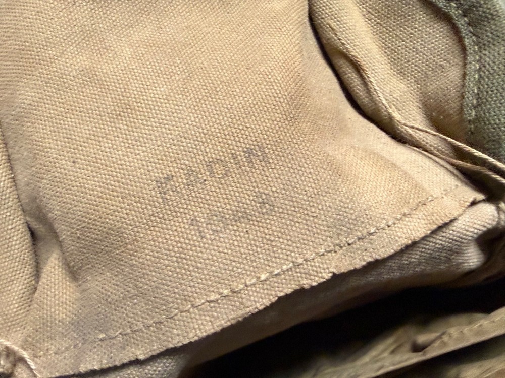 ORIGINAL WWII US ARMY INFANTRY M1 GP AMMO CARRY BAG-TRANSITIONAL OD#3 & OD#7