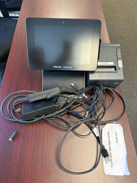 Oracle Micros Workstation 3 Wireless POS with printer and compatible cords