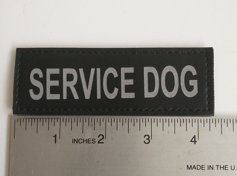Service Dog Patch Reflective Hook and Loop Black ~4.4" x 1.5"