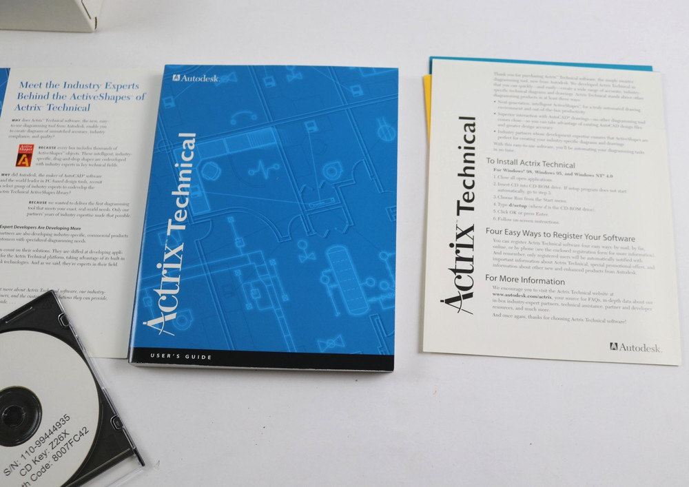 Autodesk Actrix Technical Vintage PC Software Box Set Disk Manuals Guide Vintage