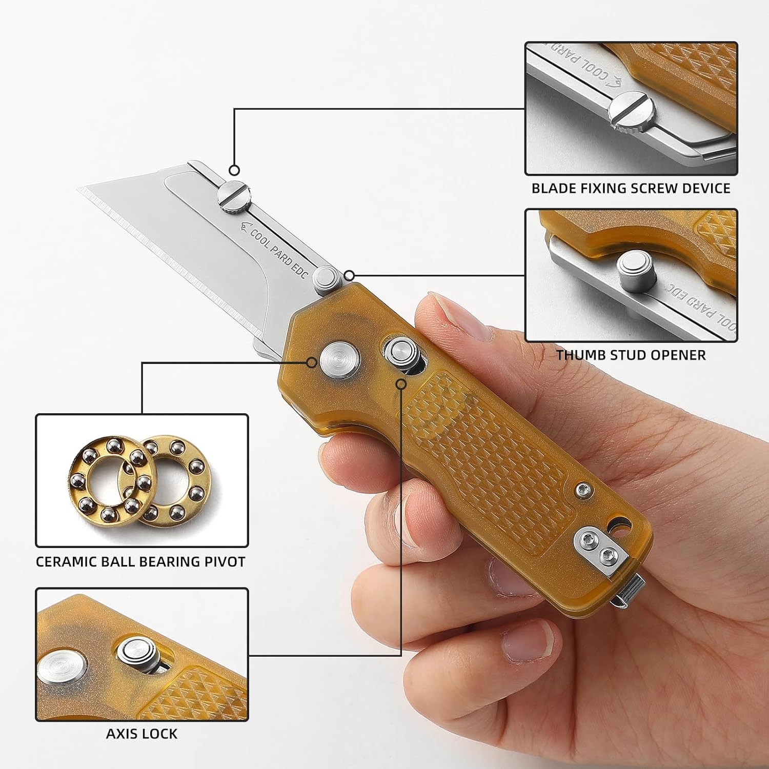 Folding Pocket Utility Knife ，Quick Change Blade Razor Knife with 4Pcs Extra Raz