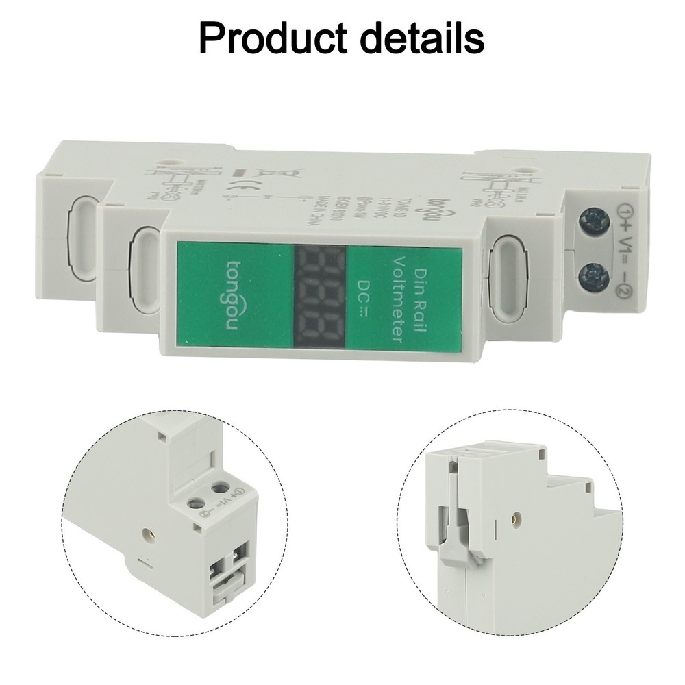 LED Digital Display Voltage Meter for DC Applications on For Din Rails