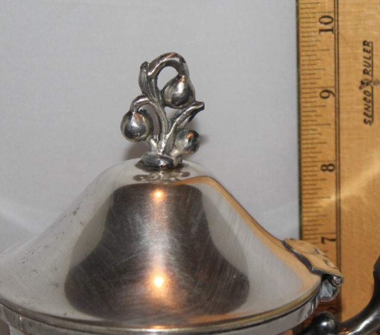 VTG Birmingham Silver Co silver on copper silverplated ornate teapot 4 legs