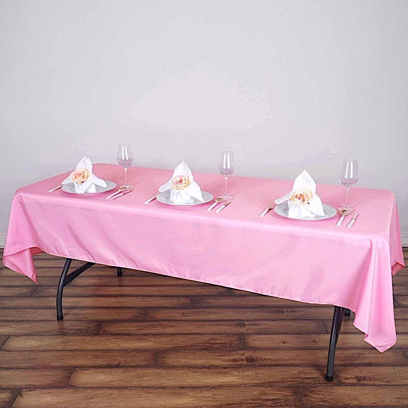 PINK 60x102" RECTANGLE POLYESTER TABLECLOTH Wedding Kitchen Catering Linens