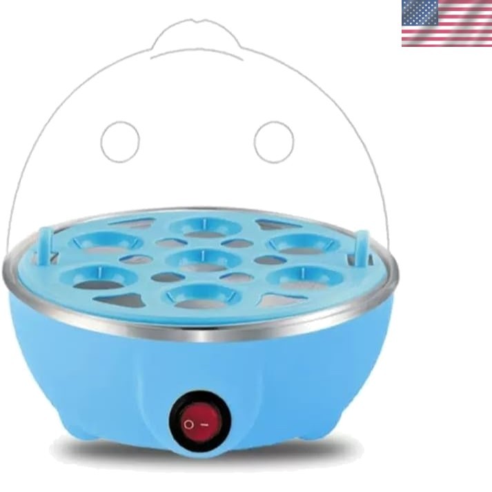 Electric Egg Cooker 6‑Egg Steamer with Auto Shut‑Off, Blue, Multi‑Function