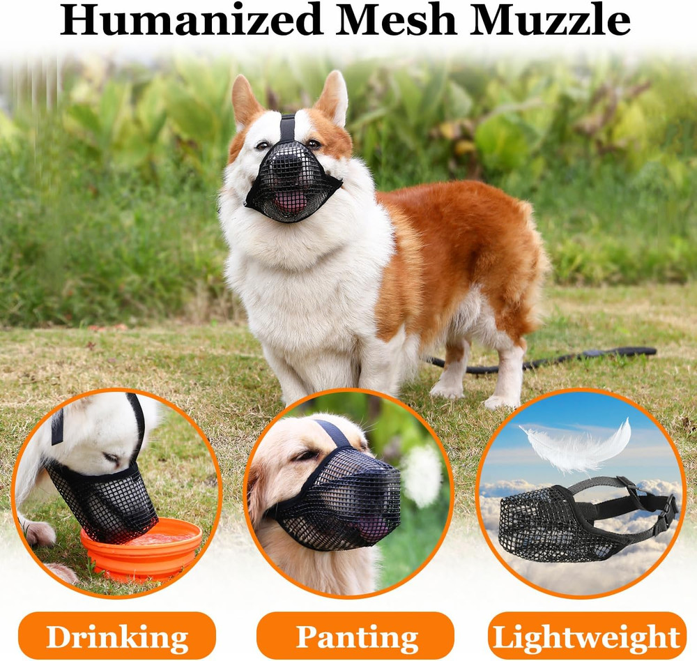Dog Muzzle, Soft Mesh Muzzle for Small Medium Large Dogs Labrador German Shepher