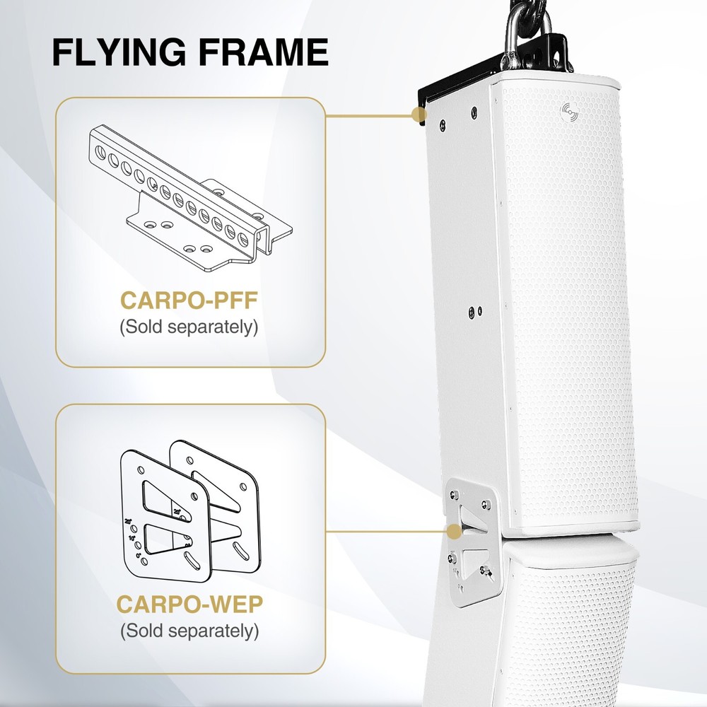 Sound Town Power Wall-Mount Column Line Array Speaker 4x6.5", White CARPO-K8WPW