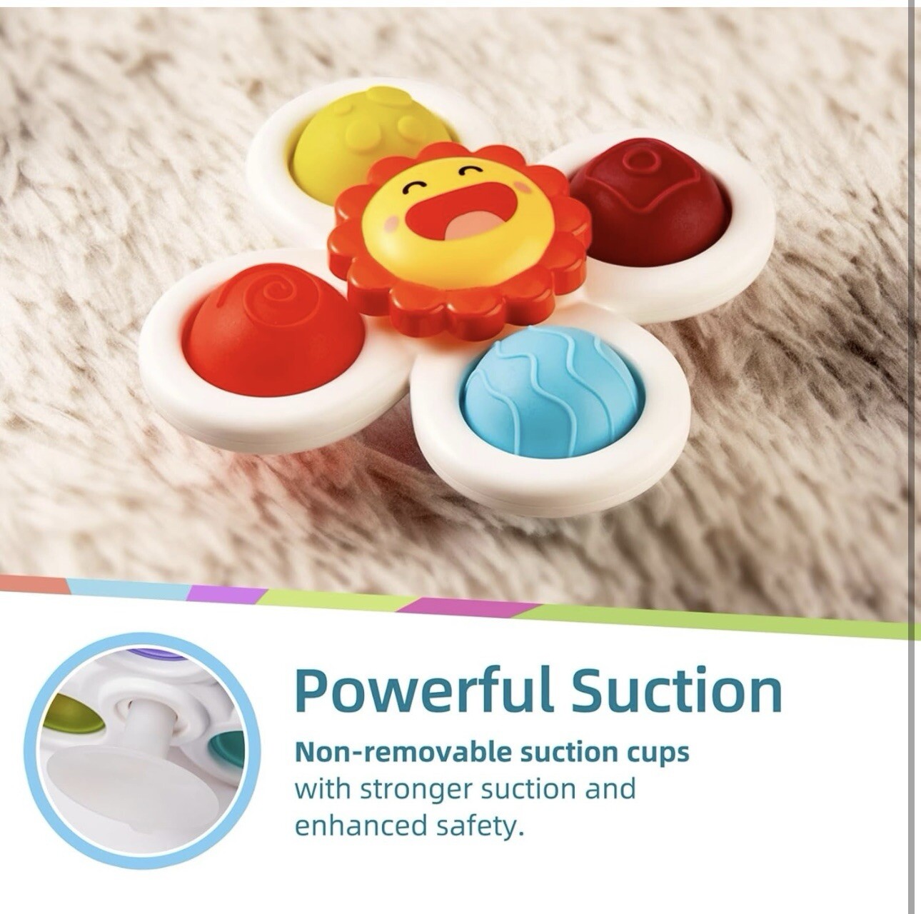 Suction Cup Spinner Toys 3pcs Spinning Top Baby Toys For 1 2 Year Old Boys Gifts