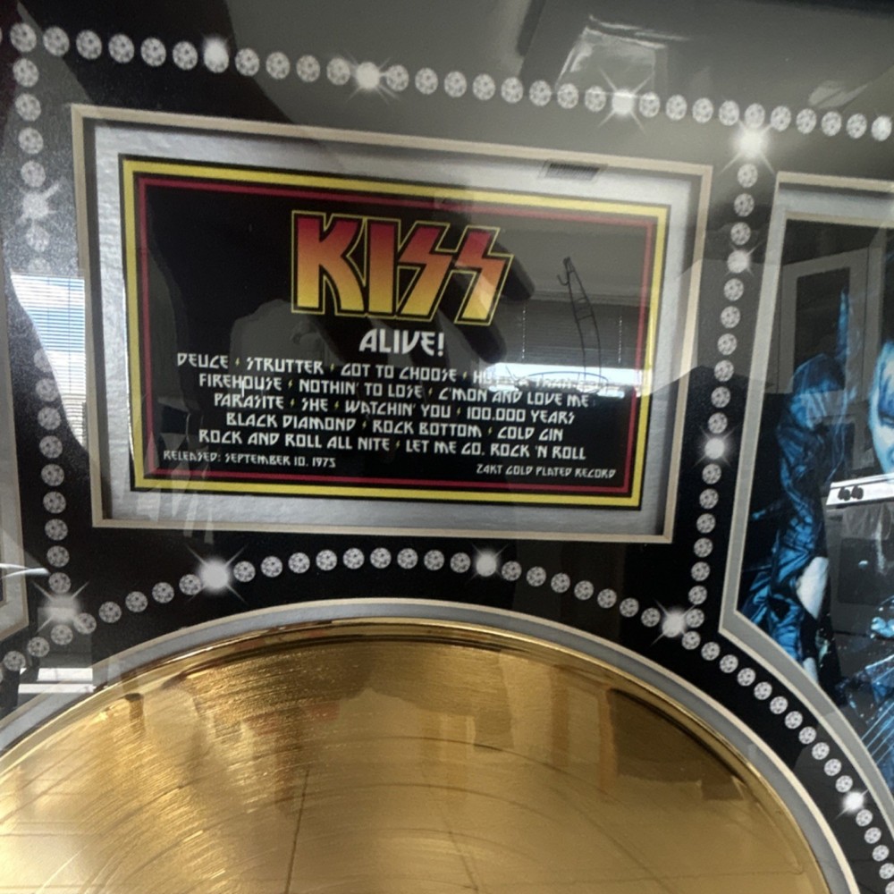 KISS Alive 24kt Gold Plated Framed Record with Certificate of Authenticity