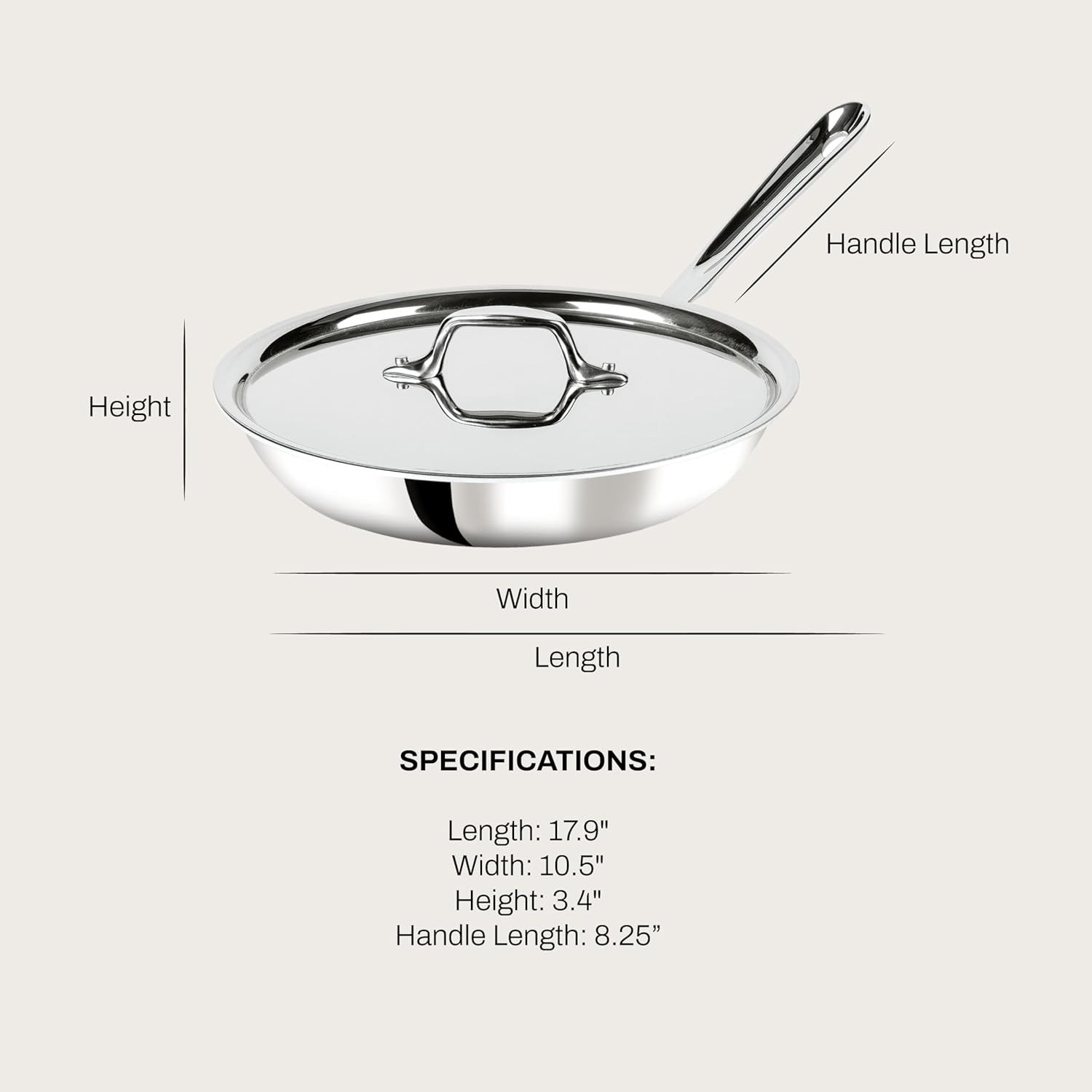 All-Clad D3 3-Ply Stainless Steel Fry Pan with Lid 10 Inch