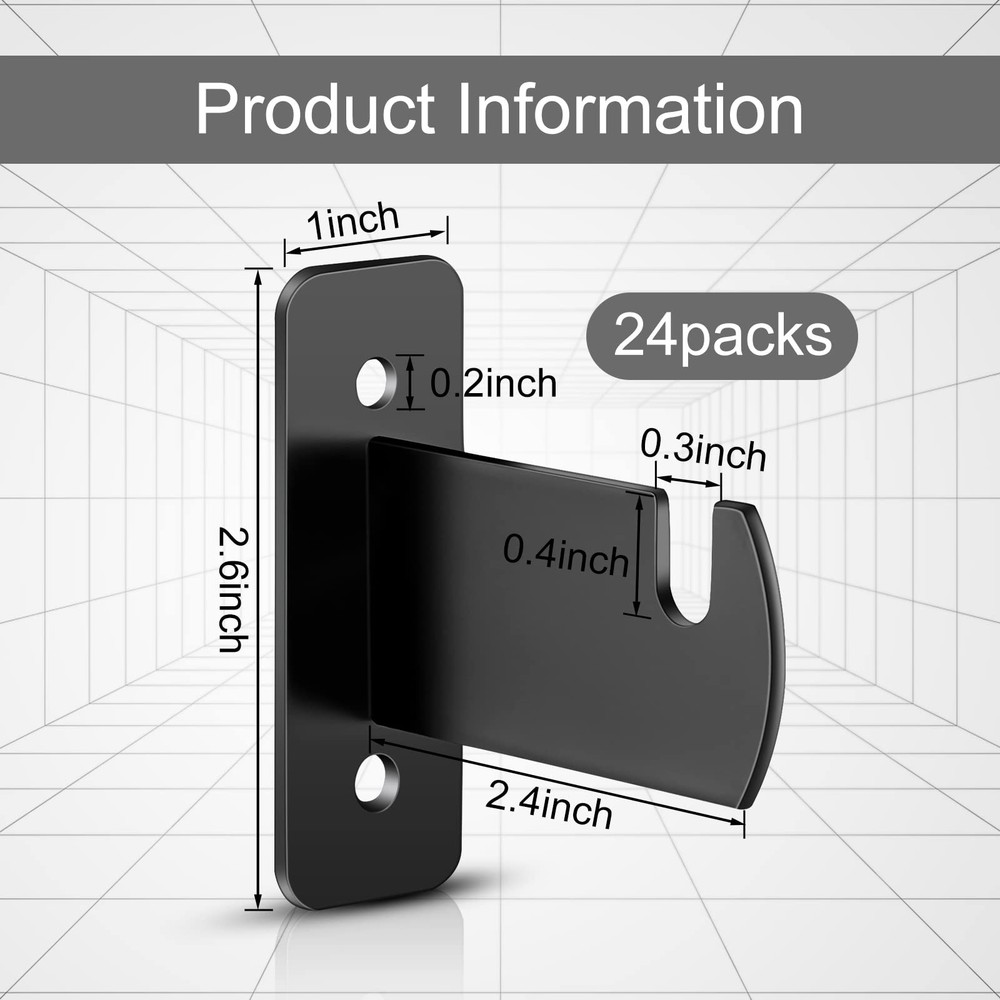 24 PCS Gridwall Mount Brackets Metal Grid Wall Panel Brackets Black Hanger