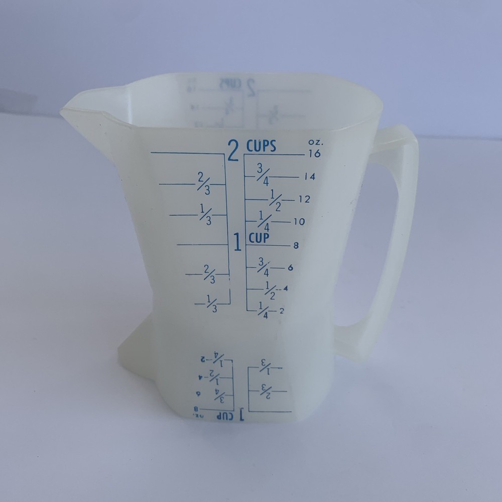 Vintage Blue Westland Plastic Double Sided Measuring Cup - 1 & 2 Cups