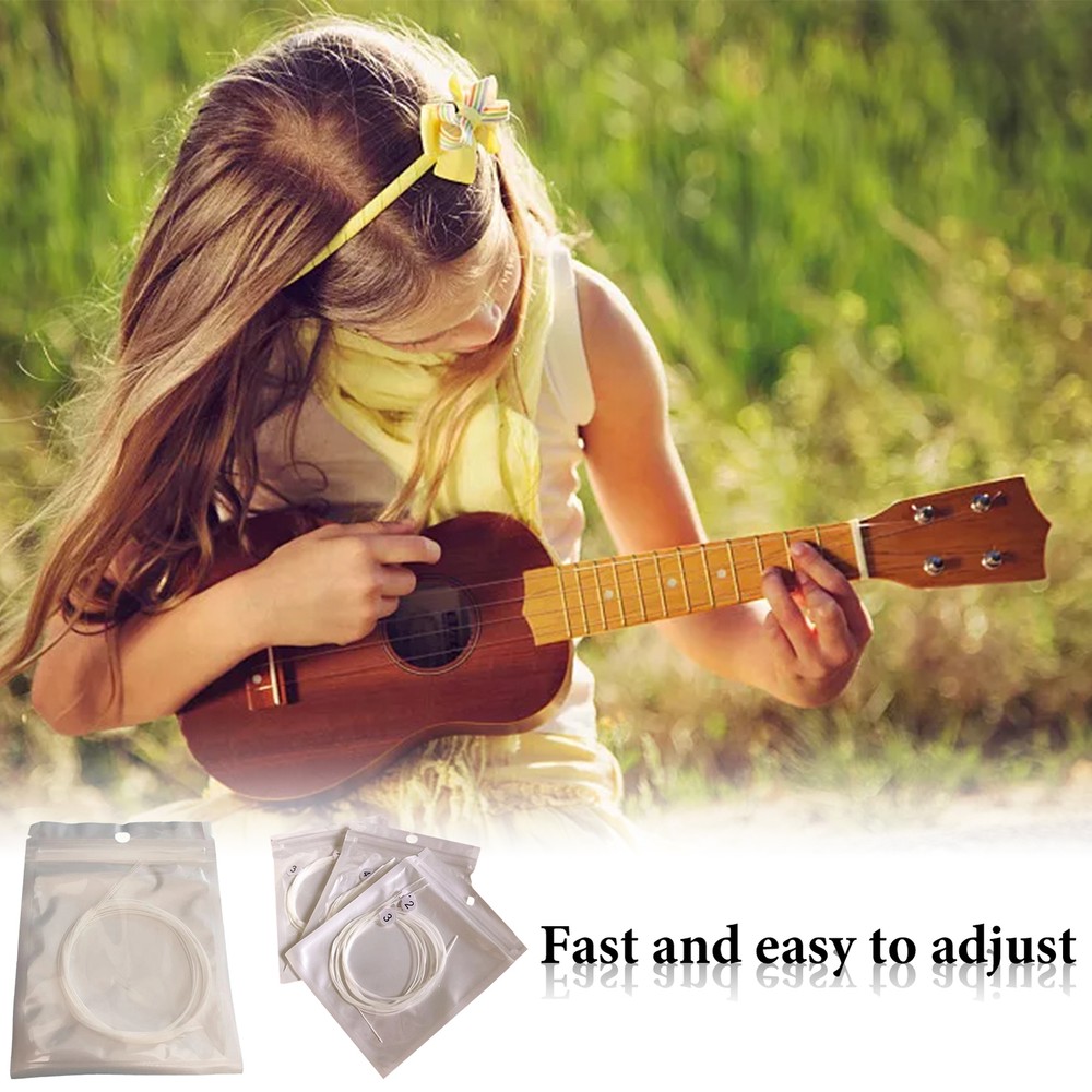 4Pcs/Set Ukulele Strings for Tenor and Soprano White Nylon Strings Replacement