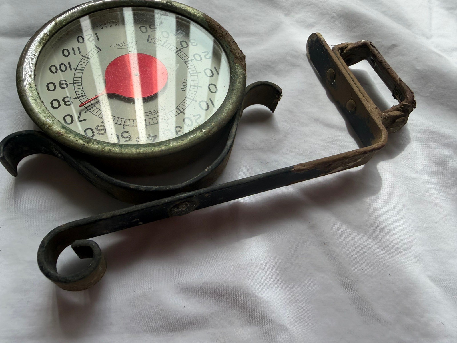 Vintage Outdoor Metal Thermometer Cooper 1950s Freeze Ideal Zero Pequabuck Conn