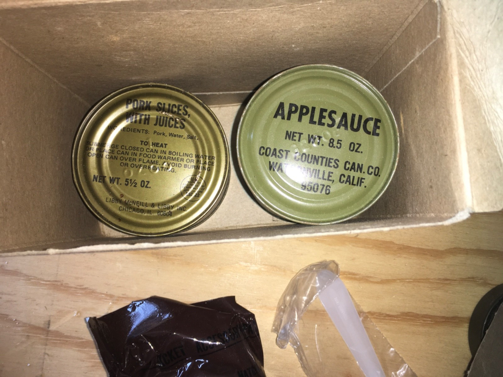 Vtg US MILITARY Meal Combat Individual B-1 Unit C RATION Pork Slices With Juices