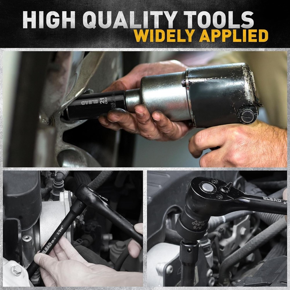 3/8'' Drive Impact Socket Set - 50-Piece Shallow & Deep Socket Set Metric