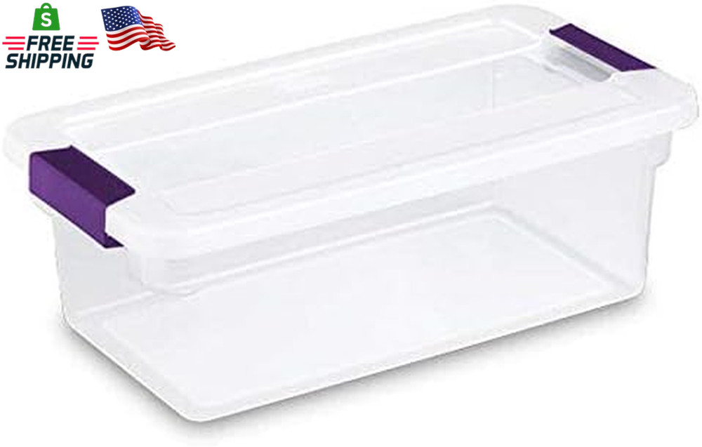 Sterilite 6 Qt Clearview Latch Storage Box, Stackable Bin with Latching Lid, Pla