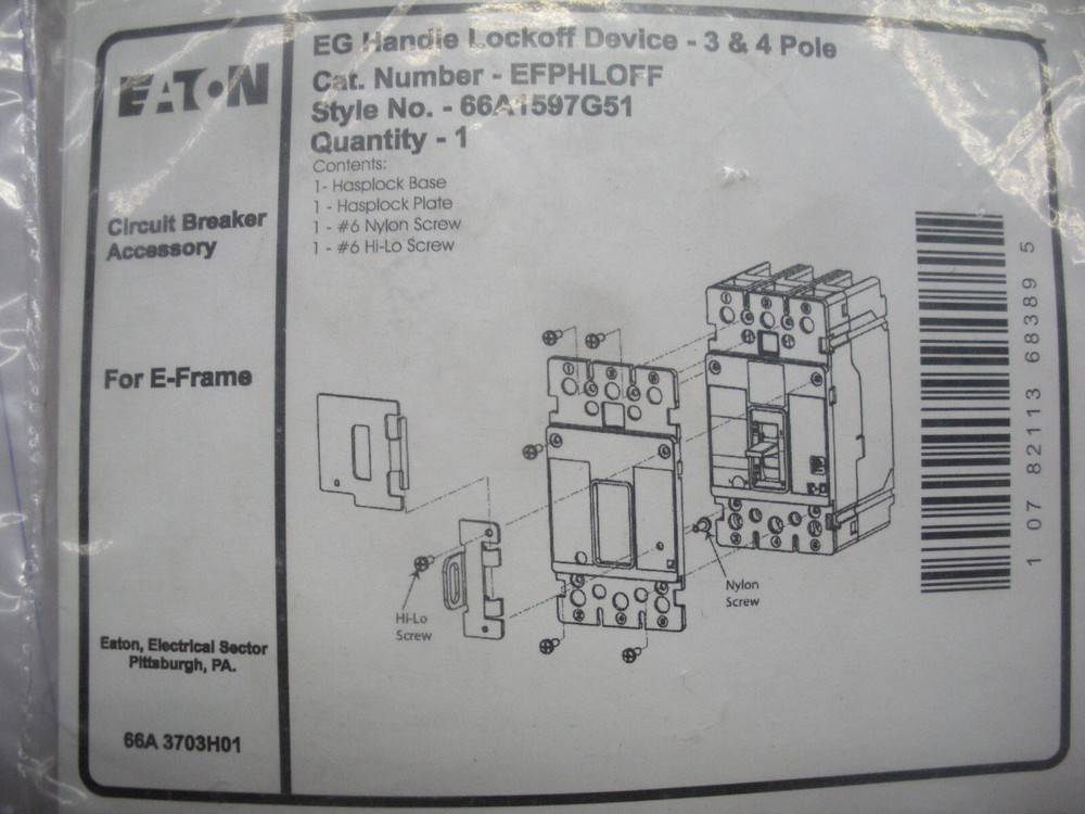 Eaton CH E frame circuit breaker 3/4 pole lockout EFPHLOFF 50 available