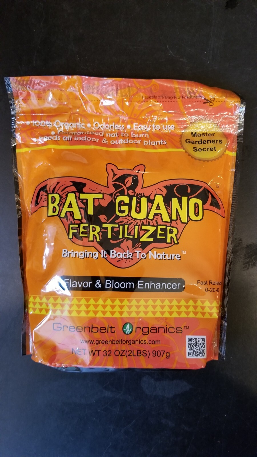 Greenbelt Organics Bat Guano Odorless Phosphate 0-20-0 Fertilizer 2 Lbs/ 32 Oz