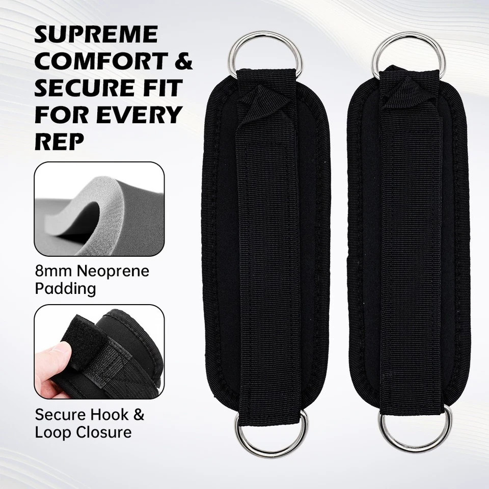 Ankle Straps for Cable Machine, Ideal for Glute Kickbacks & Leg Training