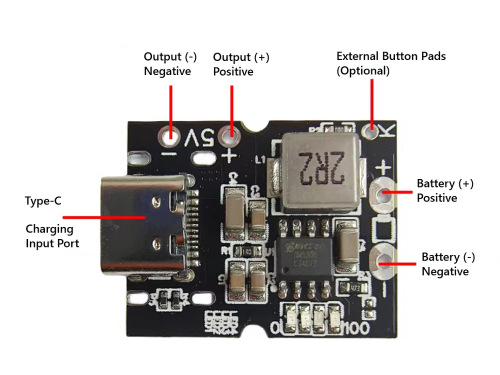 5pcs Type-C Input 5V/2A Integrated Battery Charge-Discharge Module Cutoff 4.2V
