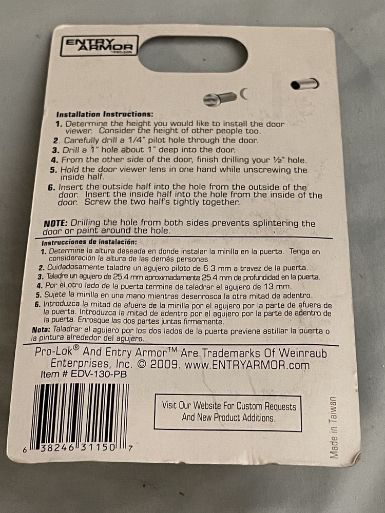 Entry Armor 180 Degree Door Viewer Brass