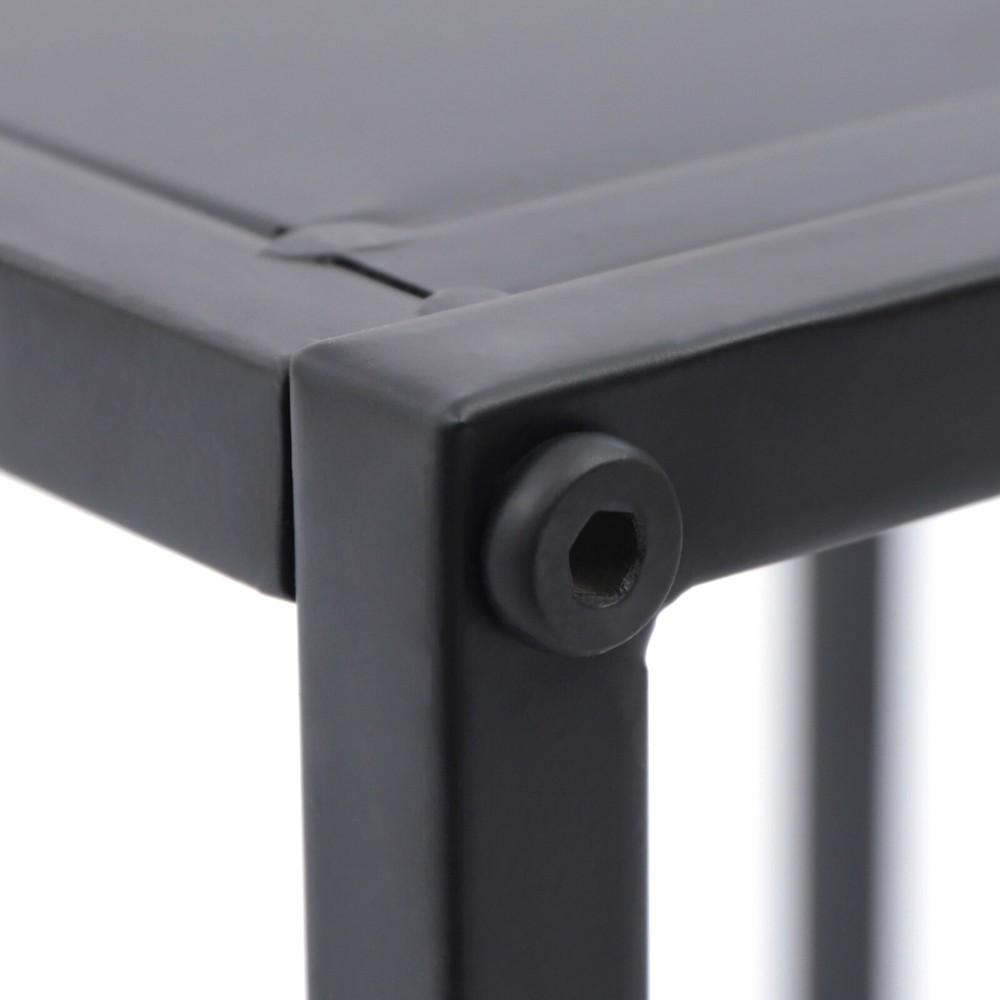 2x Square Coffee Table End Table Modern Metal Side Table Matt Black Home Office