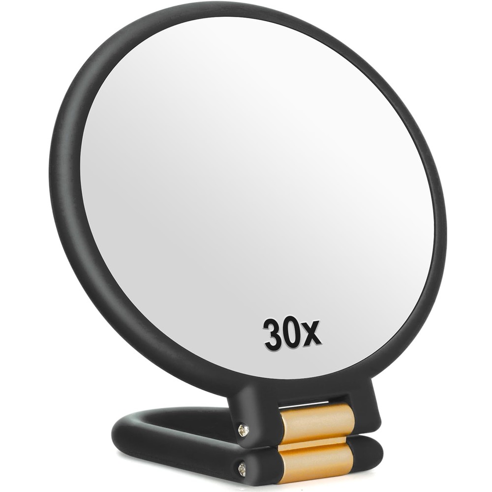 30X Magnifying Mirror Travel Hand Mirrors with Handle - Double Side Handheld