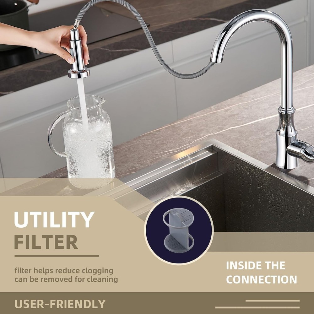 Sleek Kitchen Faucet Replacement Head - 13/16 Inch Thread, Functional Design