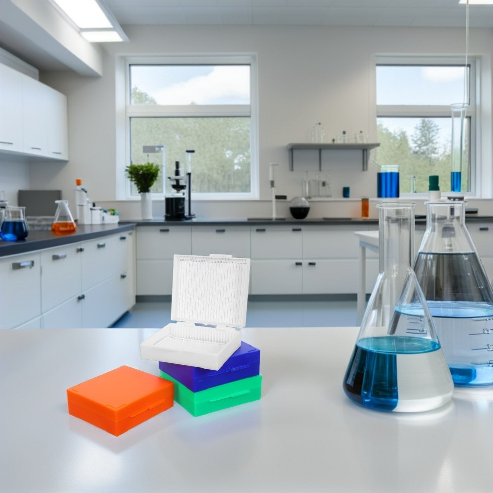 4pcs Laboratory Slide Holder Plastic Boxes 25 Slots Microscope Slide Storage