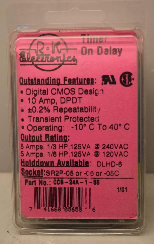 R-K Electronics CCB-24A-1-5S On Delay Timer ++ NEW ++
