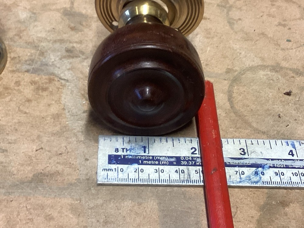 RECLAIMED BRASS AND WOOD DOOR KNOBS PAIR