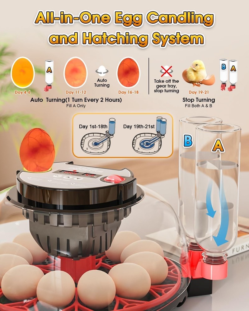 12 Egg Incubators for Hatching Eggs with Automatic Egg Turning and Humidity-FREE