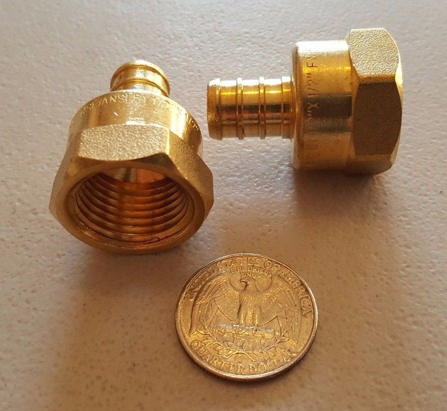 5 PC. 1/2" PEX X 1/2" FEMALE NPT THREADED ADAPTER BRASS CRIMP FITTING LEAD FREE