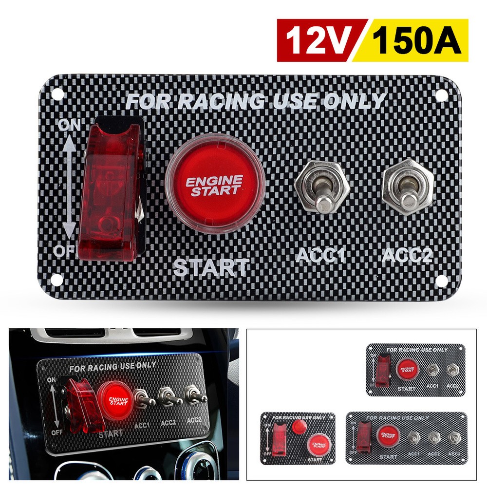 Racing Car Carbon Ignition Button Panel Engine Start Push Carbon Fiber Switch