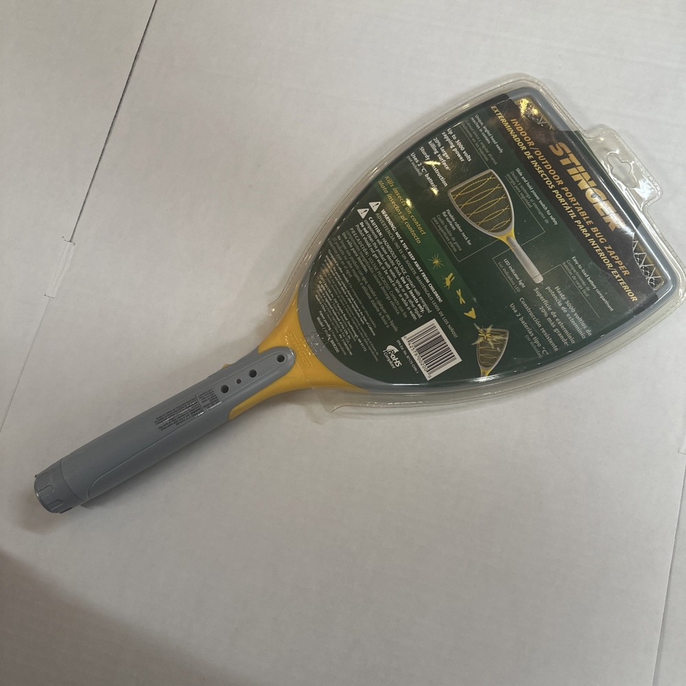 Stinger BKR200 Portable Bug Zapper Racket with LED Indicator Light, Gray