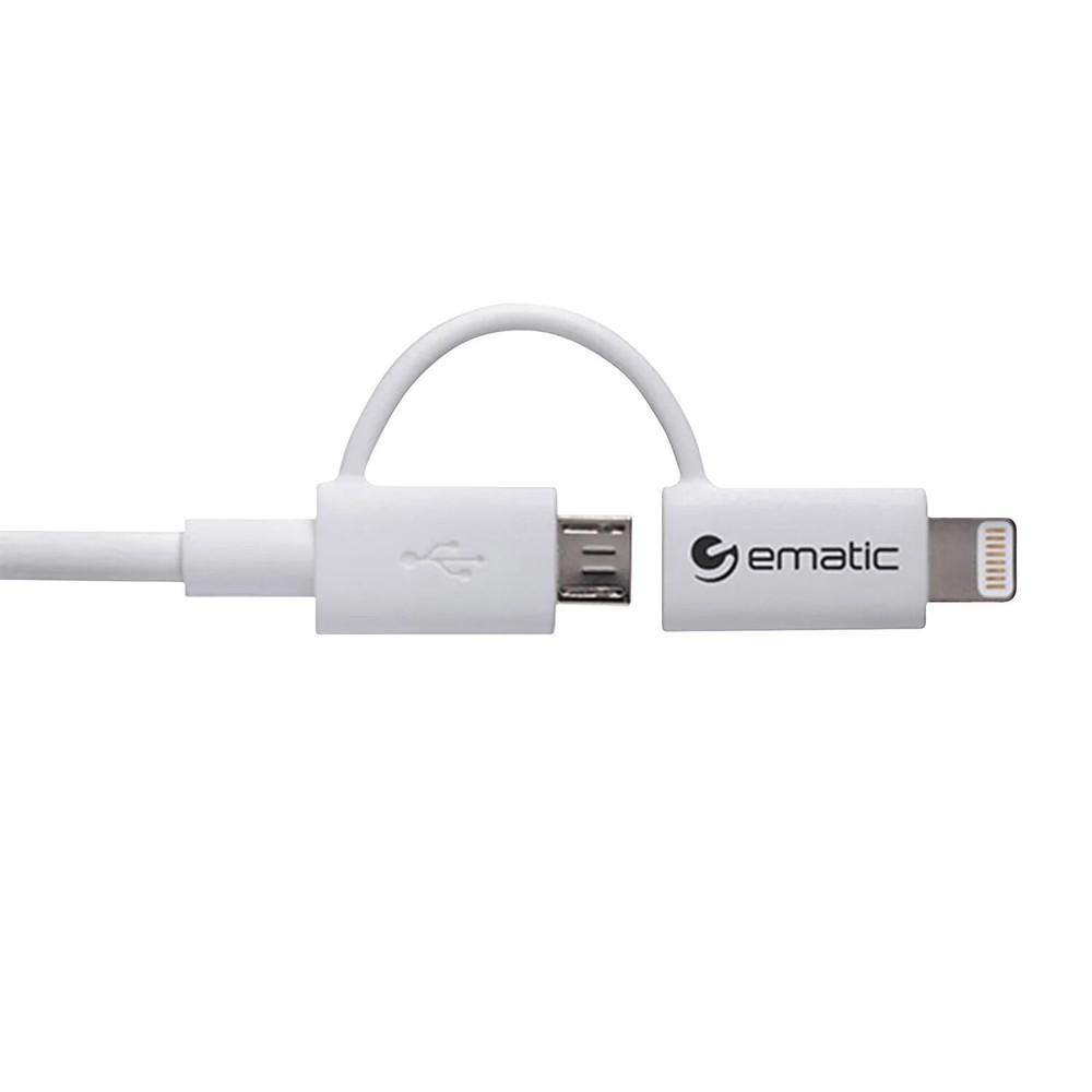 Ematic ELD320 3ft 2-in-1 Lightning & Micro USB Cable MFI Certified