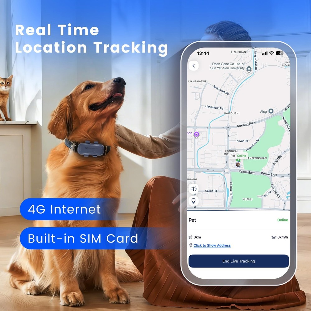 Cat Tracker Dog Tracking Device with Real-Time Location | Activity Sleeping M...