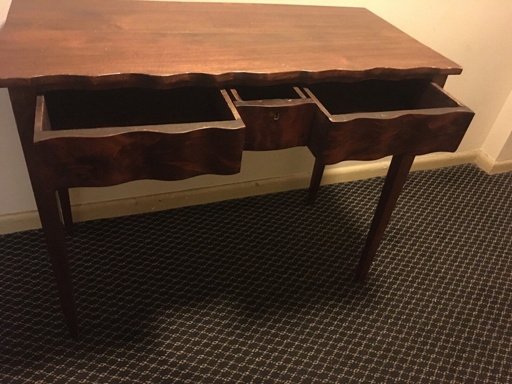 Antique burled curved console/desk